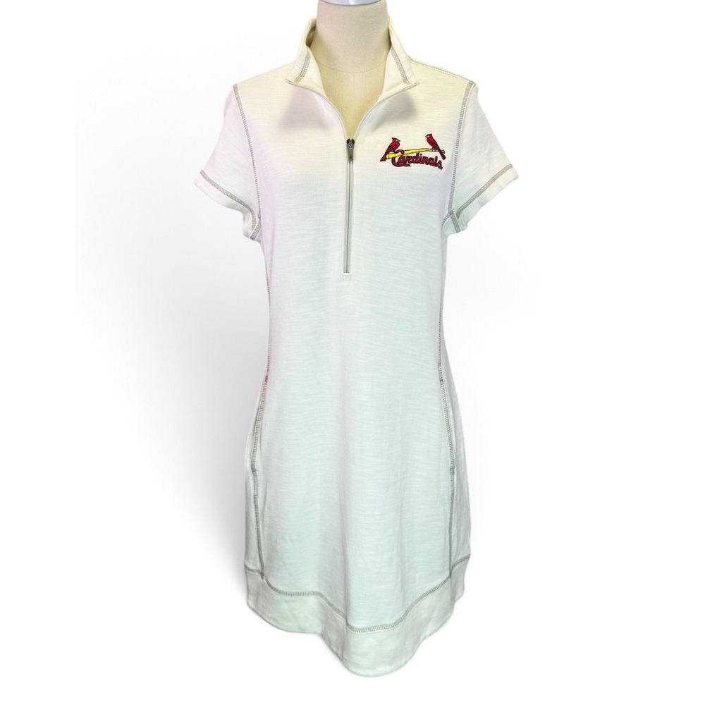 Tommy Bahama Tobago White 1/2 Zip Dress Cardinals Baseball Womens Size M